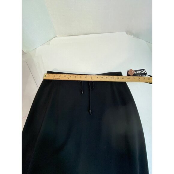 First Option Black A-Line Maxi Skirt Waist Tie Stretchy Women's Size 8 NWT - Picture 7 of 9